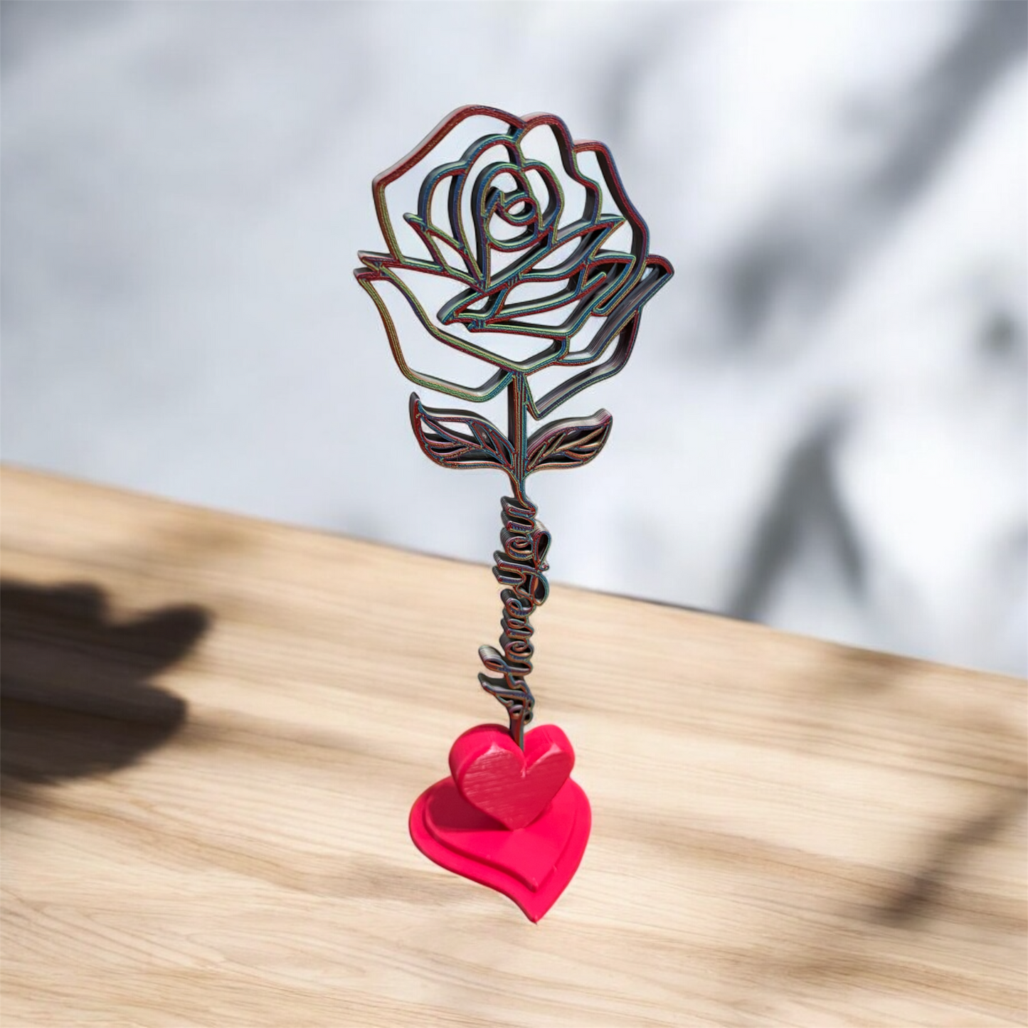 3D Rose W/I Love You Stem