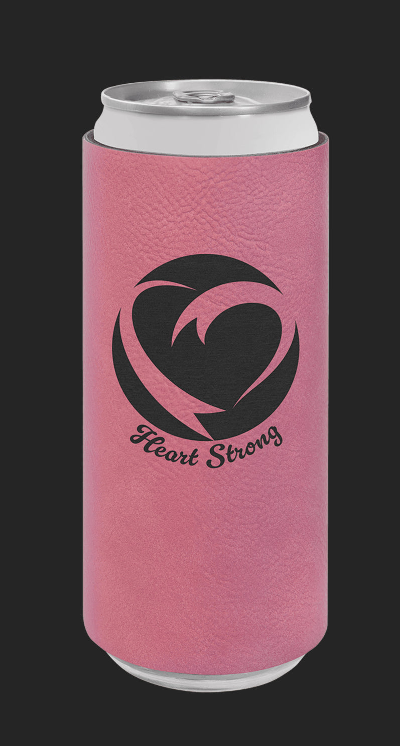 Pink Slim Can Koozie / Leatherette Engraveable
