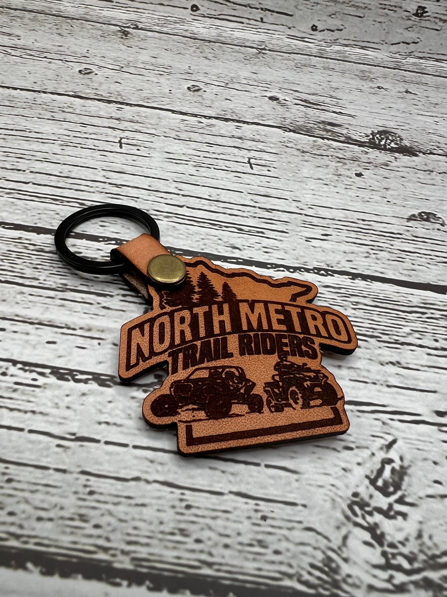 North Metro Trail Riders Keychain REAL Leather - Engraved